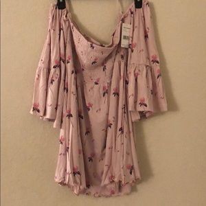 Free people flow off shoulder bell sleeve shirt